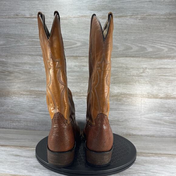 Vintage Fox Mens Exotic Leather Almond Toe Western Cowboy Boots Size 10.5 B - Picture 4 of 9